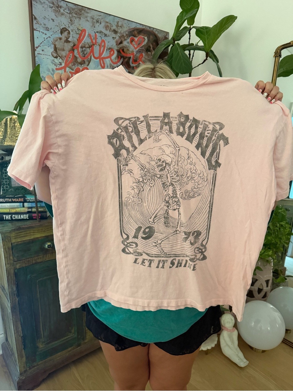 Billabong Pink Graphic Short Sleeve Tee - 'Let It Shine'